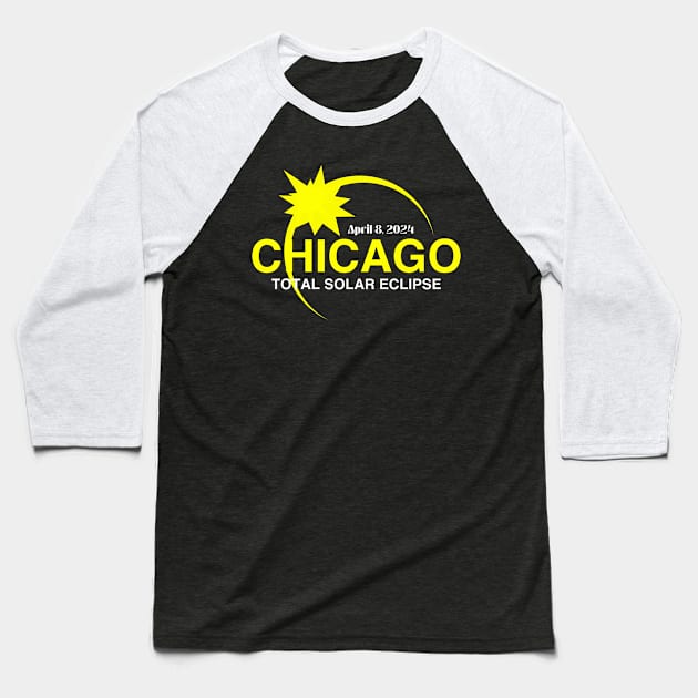 Chicago Total Solar Eclipes 2024 Baseball T-Shirt by sfcubed